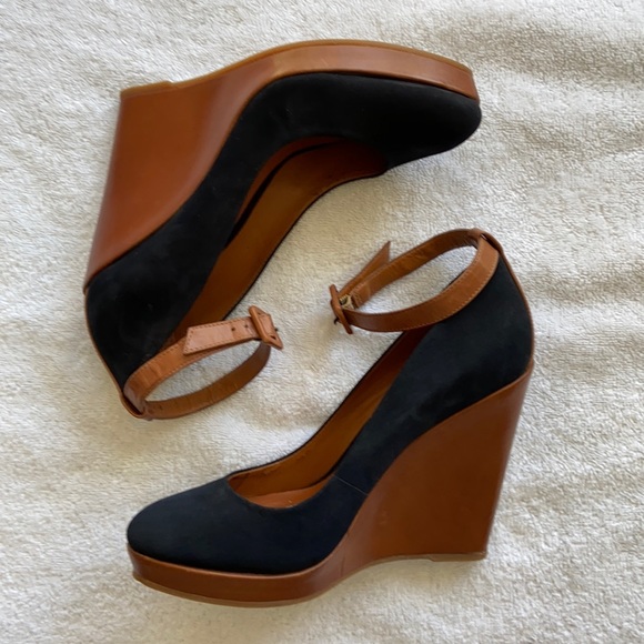 SCHUTZ Shoes - Schutz Navy Suede Wedge Heels